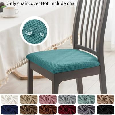 Housse de Coussin de Chaise de Salle à Manger en Jacquard Couleur Unie Hydrofuge Housse de Chaise Anti-poussière Antidérapante pour Salon