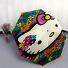 Hello Kitty,Floral Pattern Automatic Folding Umbrella-Simple 8-Rib Design, Bright Cartoon Pattern, Durable Iron Frame, Suitable For Travel,