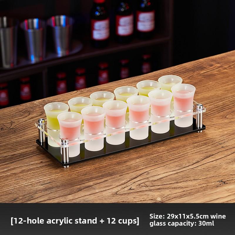 Glass Shot Cups Set with Stand Whiskey Cocktail Bomber Shot Glasses for Party Bar