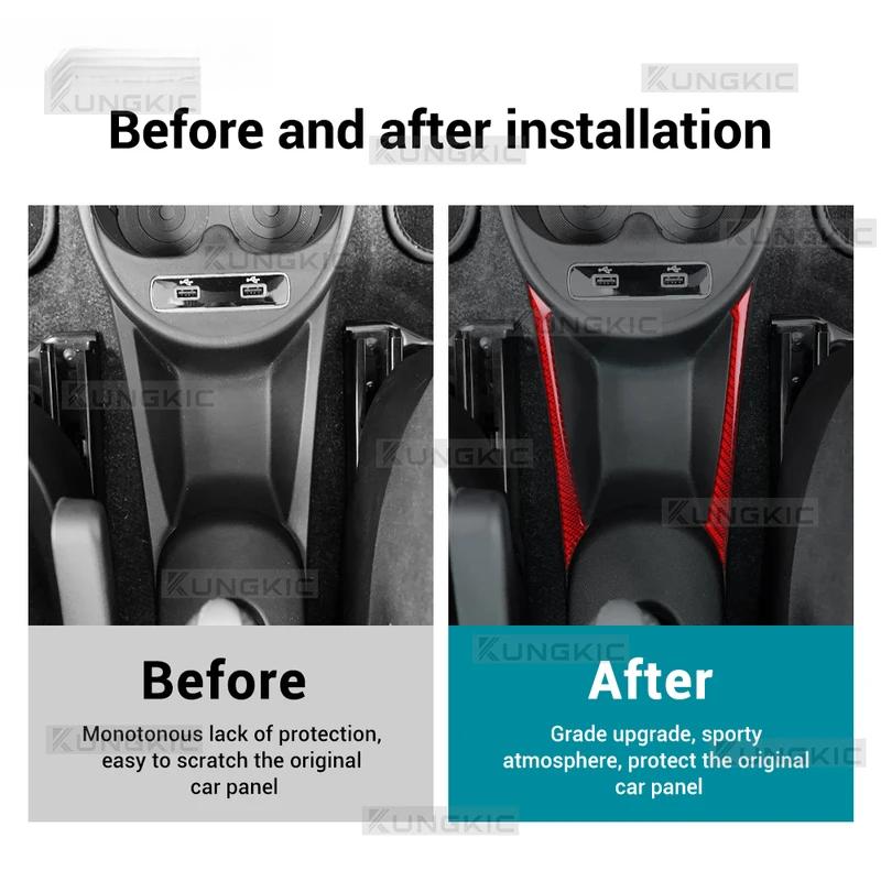 Real Soft Carbon Fiber Sticker For Fiat 500 500C/Abarth 595 595C /695 695C 2016 2017 2018-2024 500e 16-19 Car Gear Storage Strip.