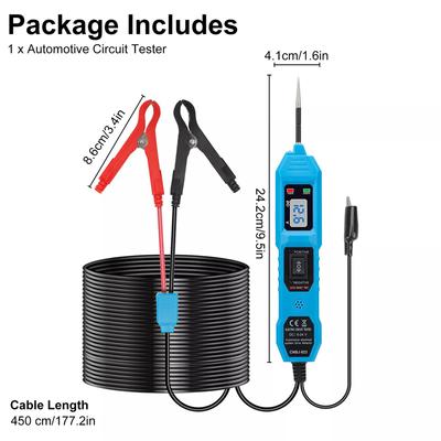Tester de siguranțe Tester de circuit Lcd 3,5-36V DC Detector de putere a bateriei Tester de siguranțe Stilo de testare electrică cu led cu sondă clemă aligator