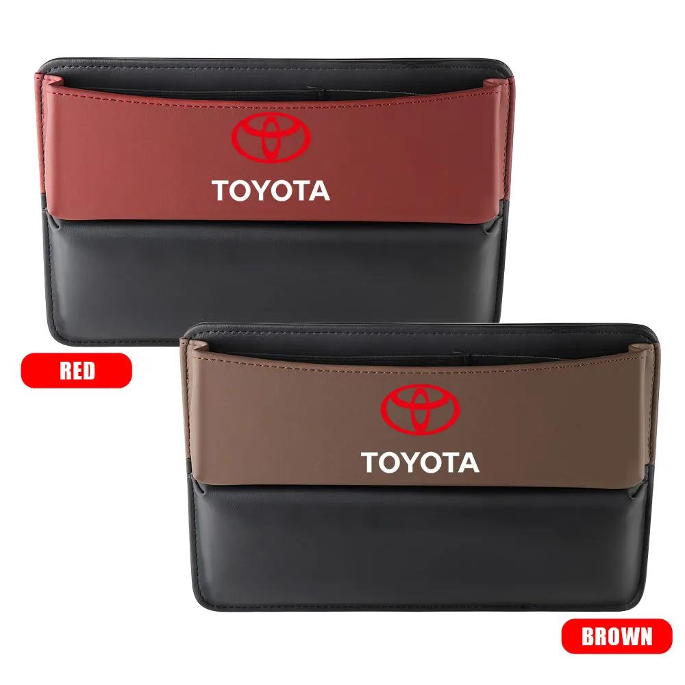 Leather Car Seat Gap Organizer Crevice Storage Box Bags Car Goods For Toyota Prado Rav4 Yaris Hilux Prius Avensis Corolla Camry