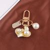 Pendant Metal Female Shell Pearl Heart Keychain Korean Style Key Lanyard Women Car Keyring Letter