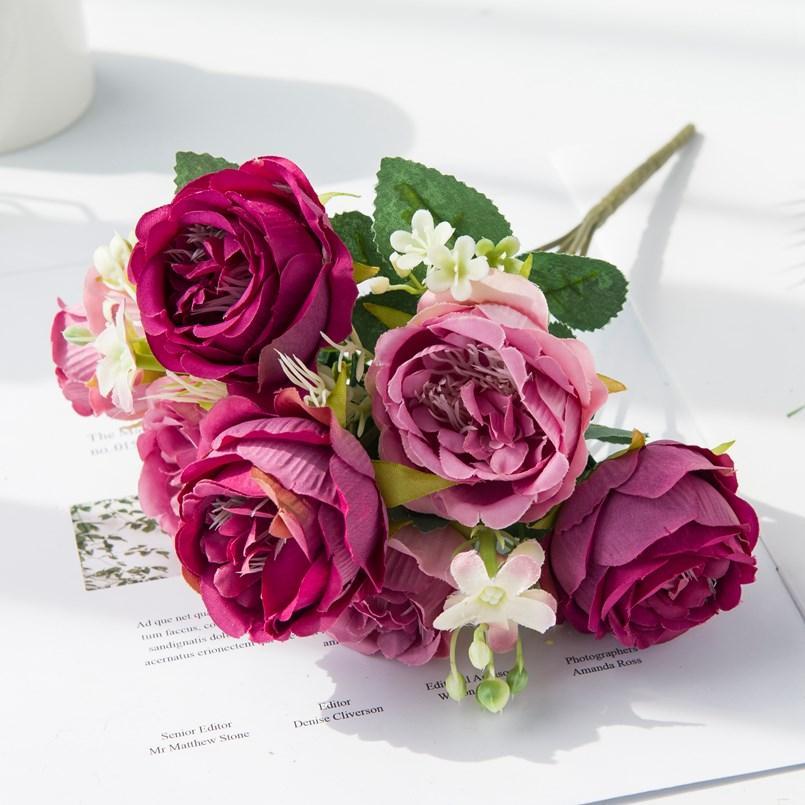 Artificial Flower Home Room Decoration Accessories Wedding Scrapbook Peony Candy Gift Box Arrangement Festival Silk Rose Bouquet