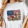 American Flag Floral Women's Round Neck T-shirt Summer Casual Short Sleeved Top Street Fashion Women's Versatile Y2k Top