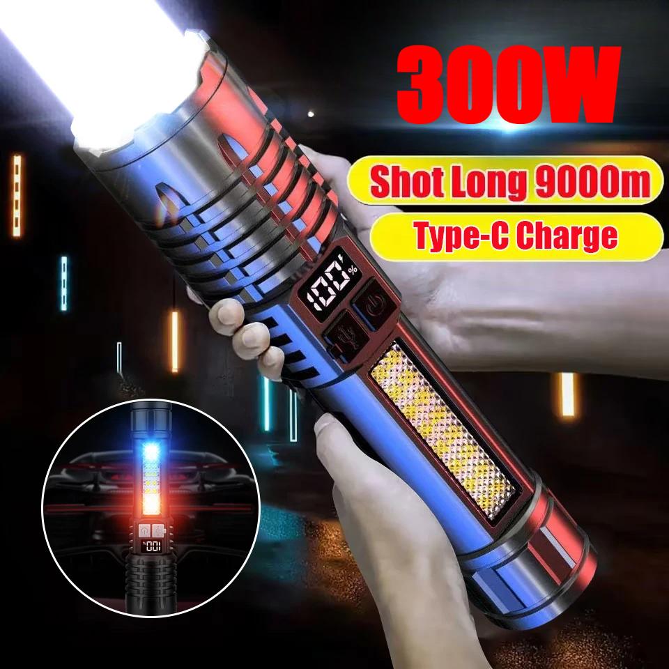 High Power LED Flashlight Built-in Battery Rechargeable LED Flashlights Tactical Torch Light Outdoor Camping Hiking Flashlights