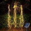 Solar Waterfall Branch Lights Warm White LED Copper Wire Lights Waterproof Solar Powered Vine Lights for Outdoor Garden Patio