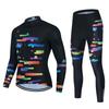 Mens Long Sleeve Cycling Jersey Bib Shorts Set Road Mountain Bike Riding Breathable Performance Wear