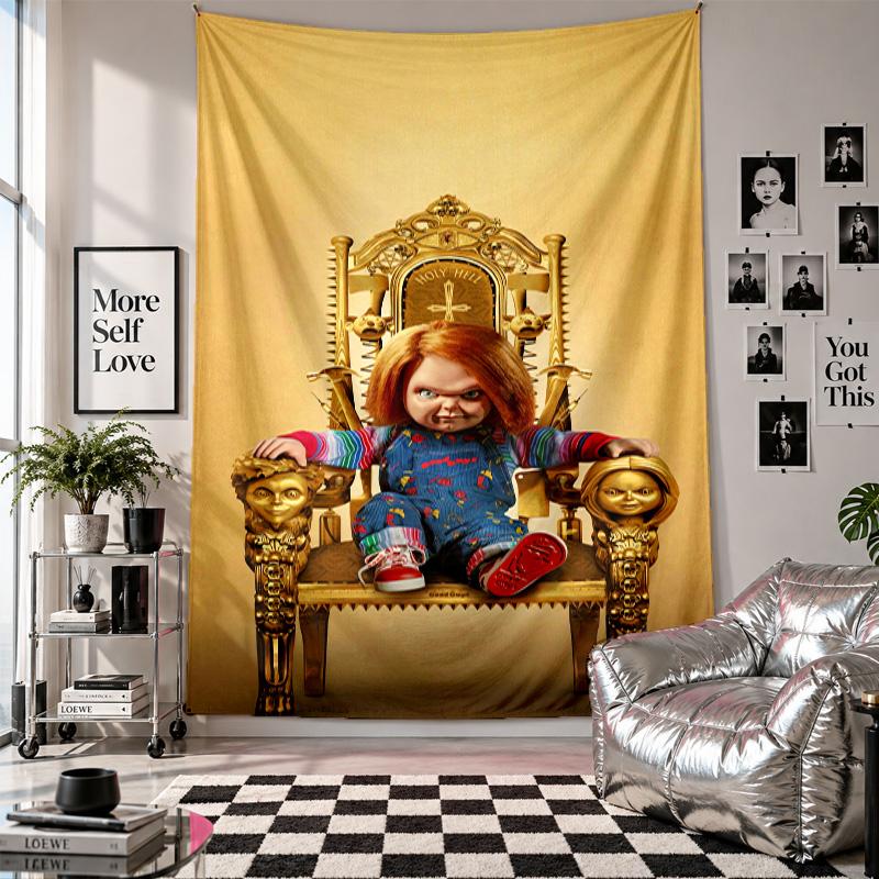Wandkleed Kinderlijk Spel Chucky Tiffany Kunst Hangend Doek Decoratieve Achtergrondhoes voor Kamerdecoratie