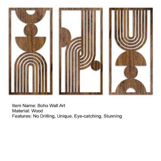 Artă de perete mare din lemn stil Boho Panou modern perforat Decor de perete boem Artă abstractă geometrică minimalistă pentru sala de mese living dormitor