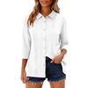 Summer New Women's Casual Tops Three-quarter Sleeve Solid Color Lapel Cotton and Linen Loose Shirt