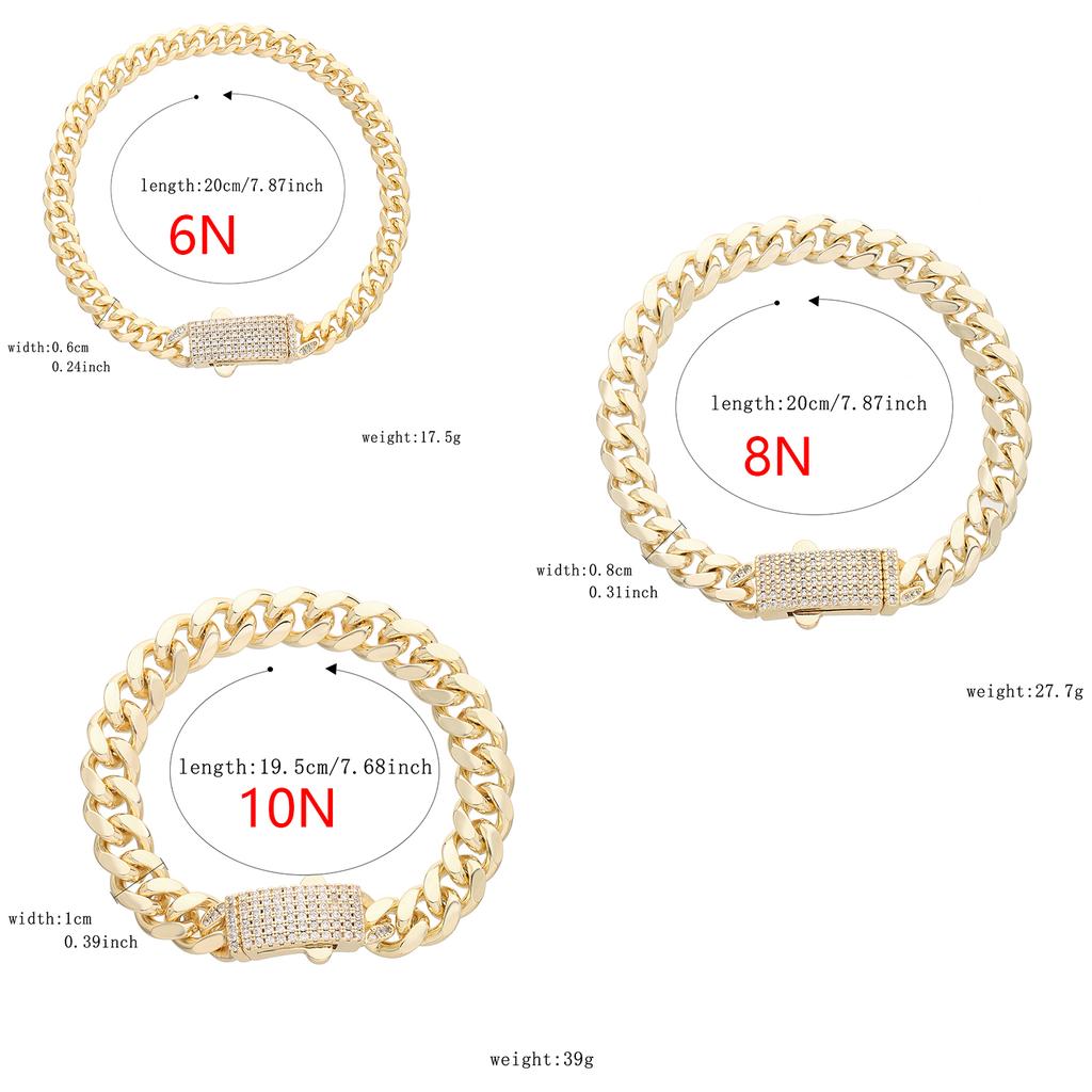Cadena nueva 14K Monaco para hombres y mujeres, latón, circonita cúbica, pulsera Monaco de moda para hombres y mujeres