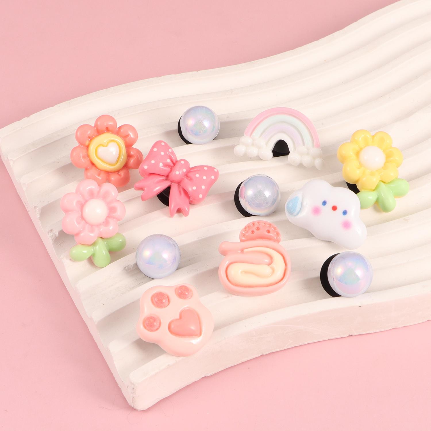 

12 pcs Cute and Sweet Style Hole Shoes Accessories DIY Shoe Flowers, DIY Girls, Women, Best Friends Same Style