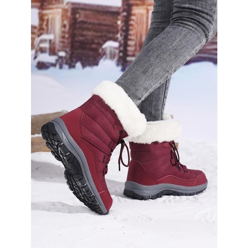 Waterproof Snow Boot Women's Plush Cotton Shoes Ladies Warm  High-top Boots Winter Outdoor Sneakers for Trekking Hiking