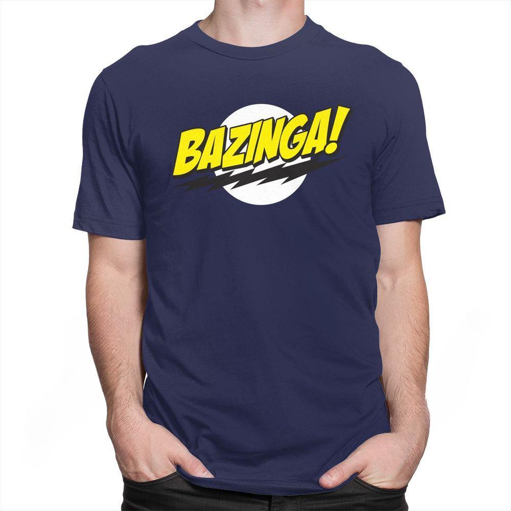 The Big Bang Theory Bazinga T Shirt Men 100% Cotton Handsome Sheldon Cooper T-Shirt Geek Tbbt Tee Tops Merch Gift