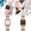 Steel Strap Square Watch For Men Women Night Light Quartz Movement Style Casual