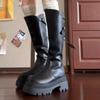Niche Design Sense Locomotive Thick-soled Boots Small Man Looking Thin Black But Knee Boots Children Autumn
