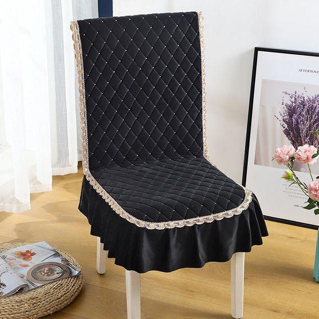 Einfarbiger gesteppter Samt Kissenbezug Einteiliges Sitzkissen Weiches Rückenlehnenkissen für Herbst und Winter Bürostuhl