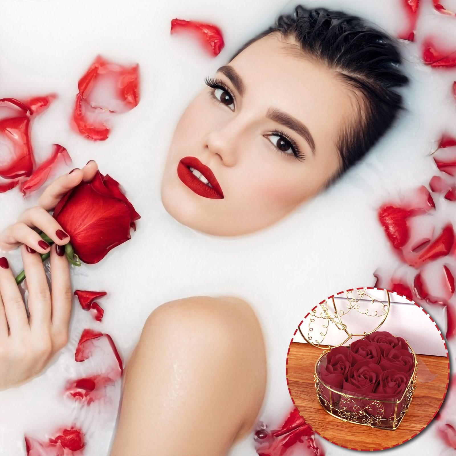 

Подарочная коробка с 6 розами из мыла, подарок на День святого Валентина, подарок на день рождения, имитация мыла красный