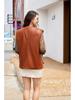 Plus Size Women's Sleeveless PU Leather Vest & Short Cardigan Jacket