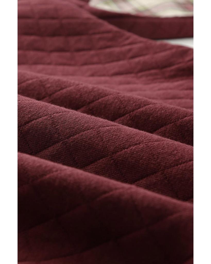 Azura Exchange Geometric Texture Plaid Trim Sweatshirt