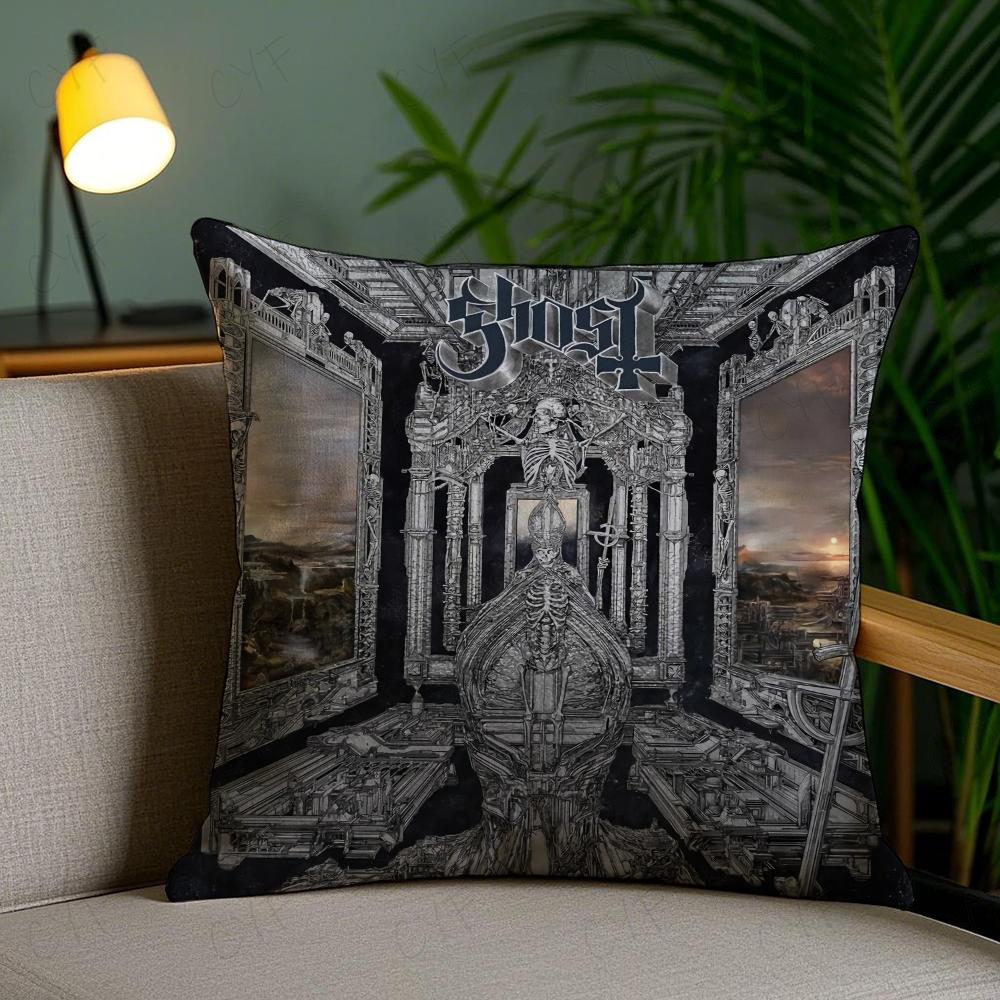 Rock G-Ghost Heavy Metal Band Pillow Case Anti-dustmite Pillowcase Invisible zipper silky short plush Sofa cushion cover