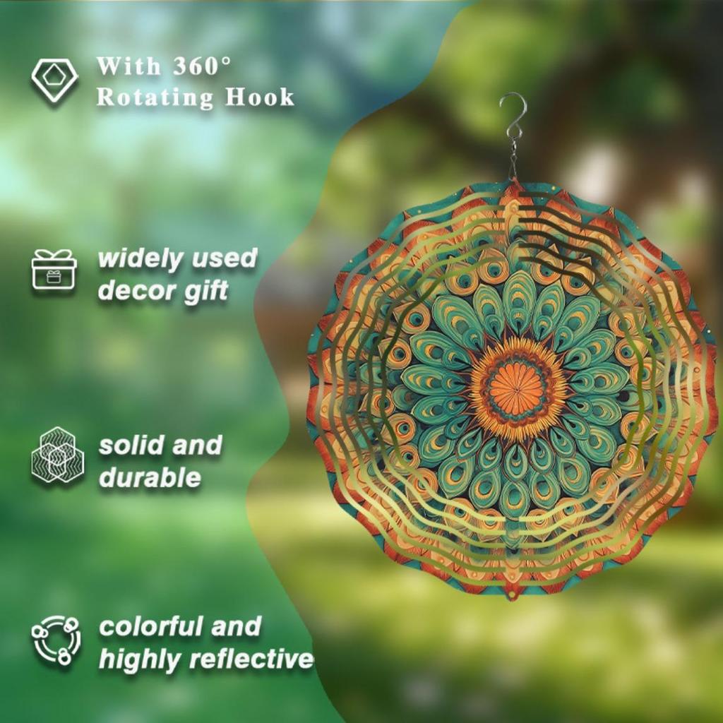 10 Inch Hanging Wind Chime with Rotating Hook Dynamic Design Outdoor Decor for Balcony Garden Spring Summer Gift for Family Friends