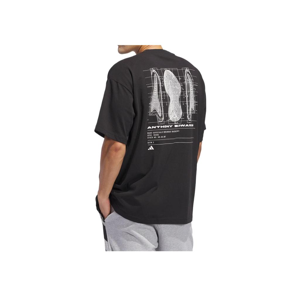 adidas Anthony Edwards Series Gfx Tee 3 Loose Comfortable Round Neck Breathable Short Sleeve T-Shirt Men Tops Black JY3972