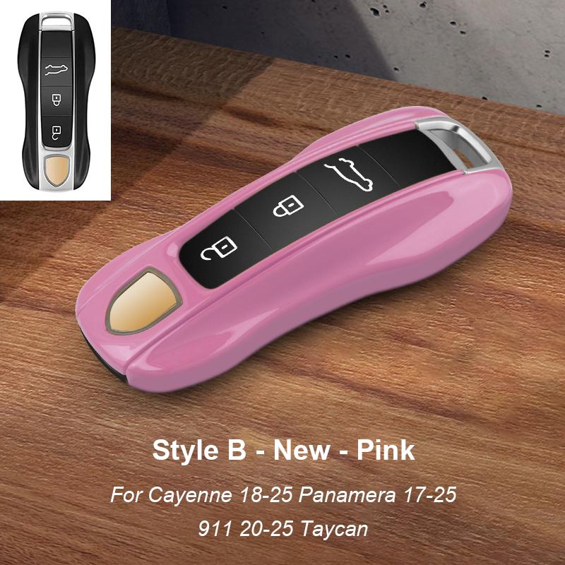 Für Porsche Cayenne 2011-2024 Panamera 911 Taycan Macan 14-24 718 Cayman Boxster Unifarbene ABS-Autoschlüsselhülle Abdeckung Zubehör