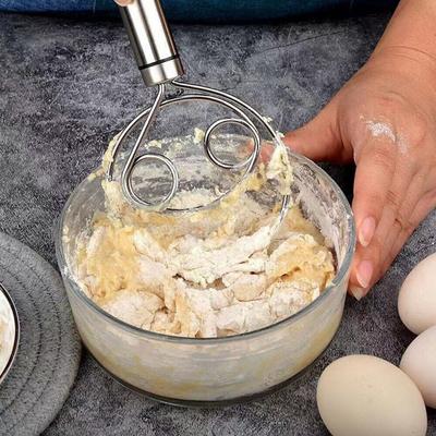 2pcs With Handle Dutch For Bread Stainless Steel Pastry Mixer Cake Danish Dough Whisk