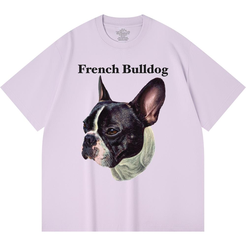 230GSM 100% Cotton T-Shirt French Bulldog-1 Print Tees Funny Harajuku Style Combed Cotton Tshirt