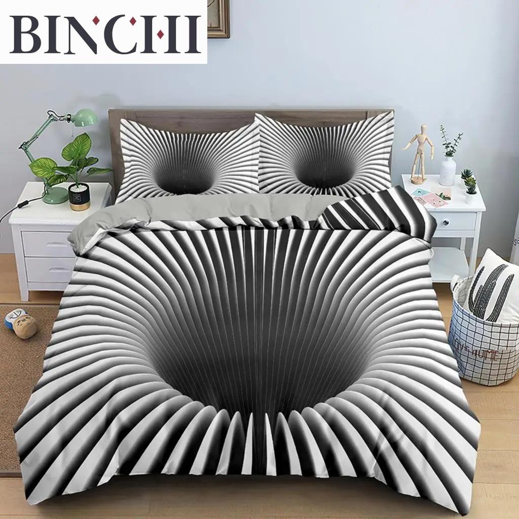 3D Duvet Cover Psychedelic Twin Bedding Collection Luxury Quilt Cover With Zipper Closure 23Pcs Queen Size Polyester Comforter Collections