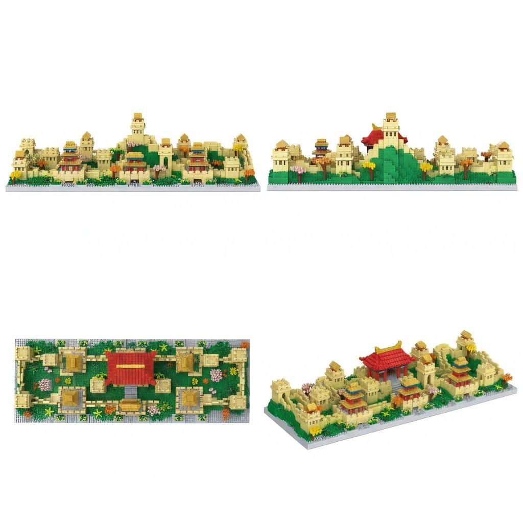 Great Wall Micro Building Blocks, Chinese Ancient City Wall Landmark Model, Desktop Decor Collectible Ornament