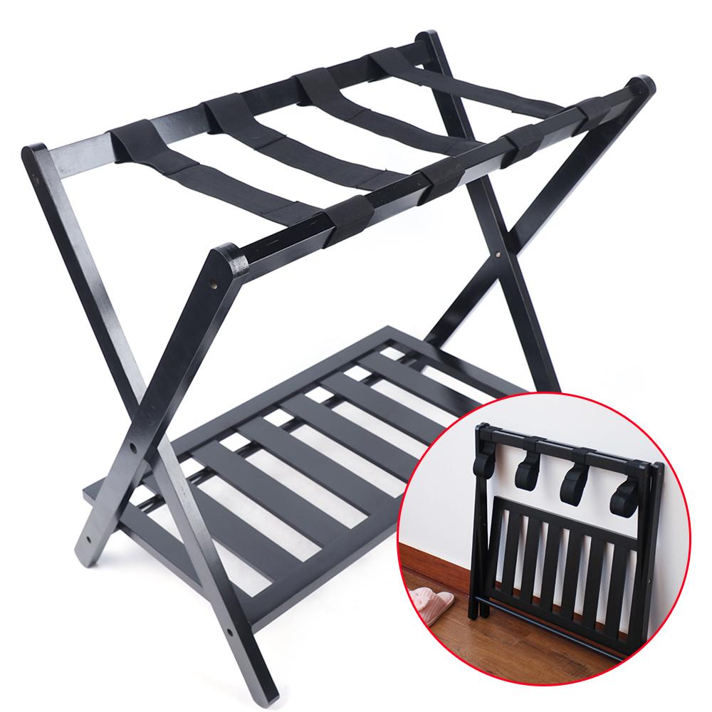 

Foldable Luggage Rack 2 Tier Bamboo Suitcase Stand Luggage Holder with Storage Shelf for Guest Room Bedroom,Holds Up to 220lbs GERMANY