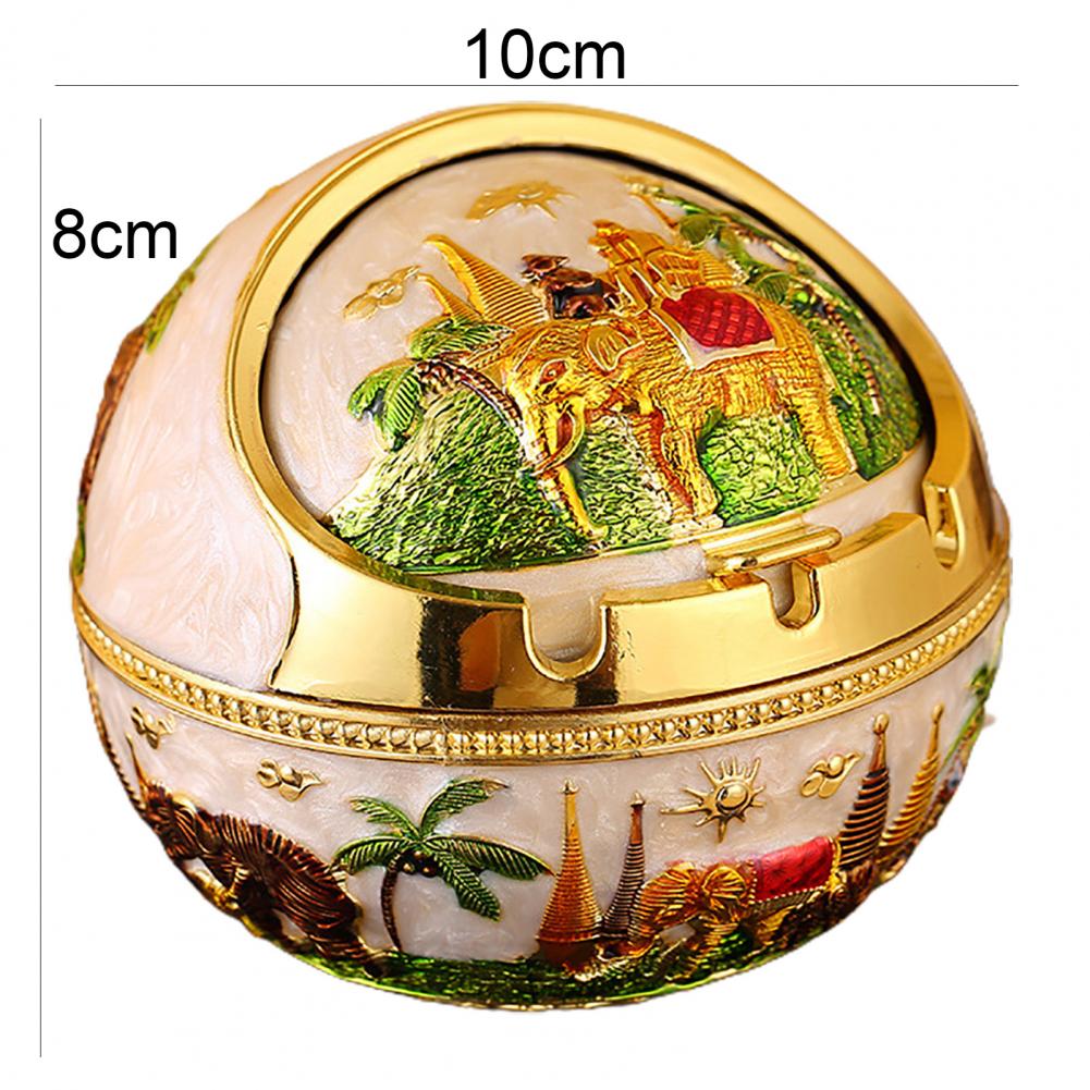 Retro Ashtray Household Cigarette Smoking Holder Home Decor Zinc Alloy Large Ash Holder with Lid for Home Friend Birthday Gift