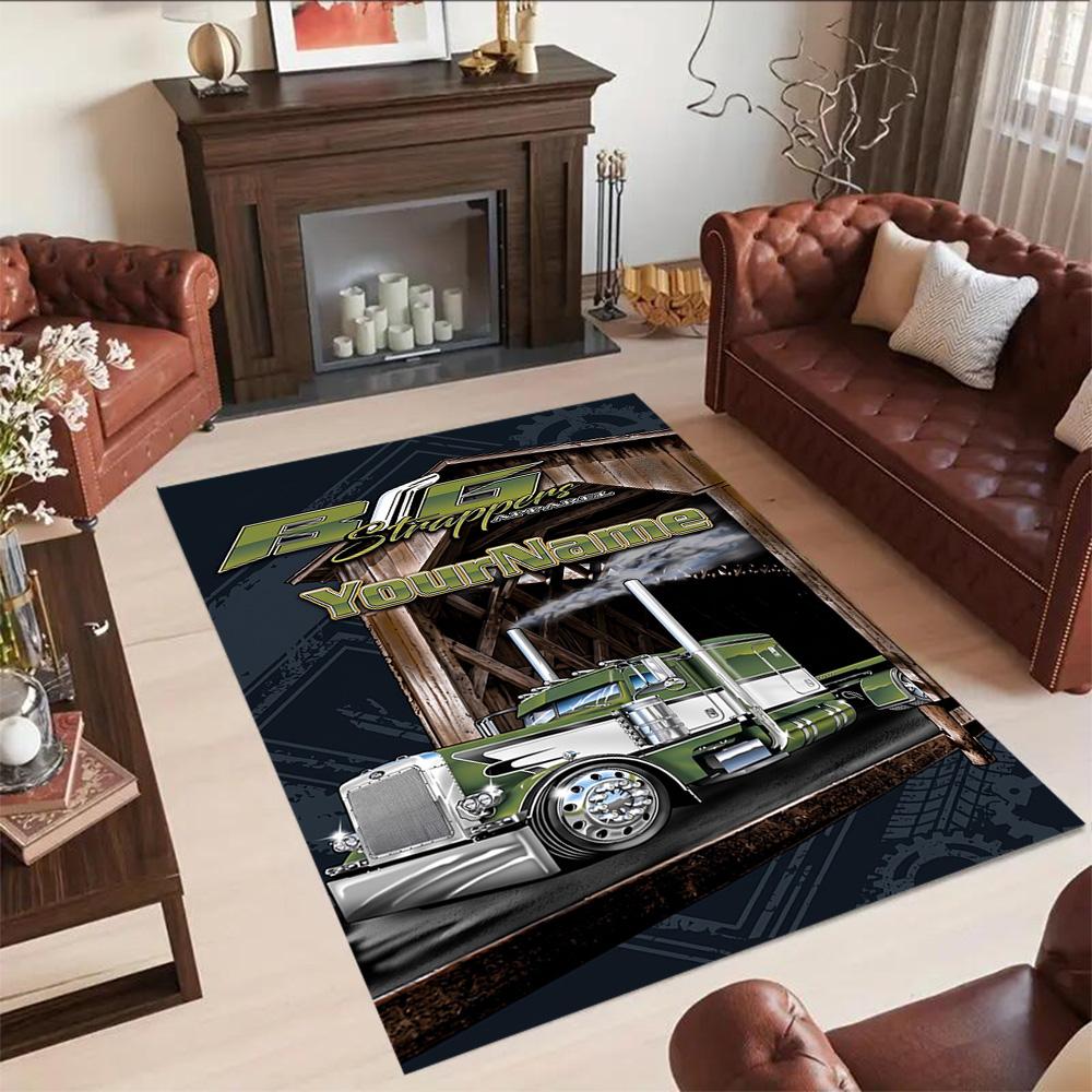 Peterbilt Heavy Trucks Customizable Name Area Rug Design for Foyer Playrooms Study room Decorate room Anti-slip Rug Anime Office Decor