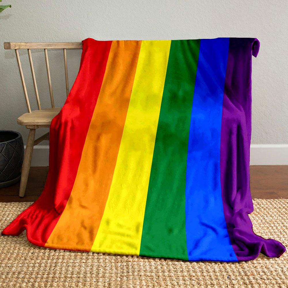 Rainbow Striped Blanket bedroom Blanket for Livingroom Couch lunch break Soft Cozy throw for Friend's festival Gift