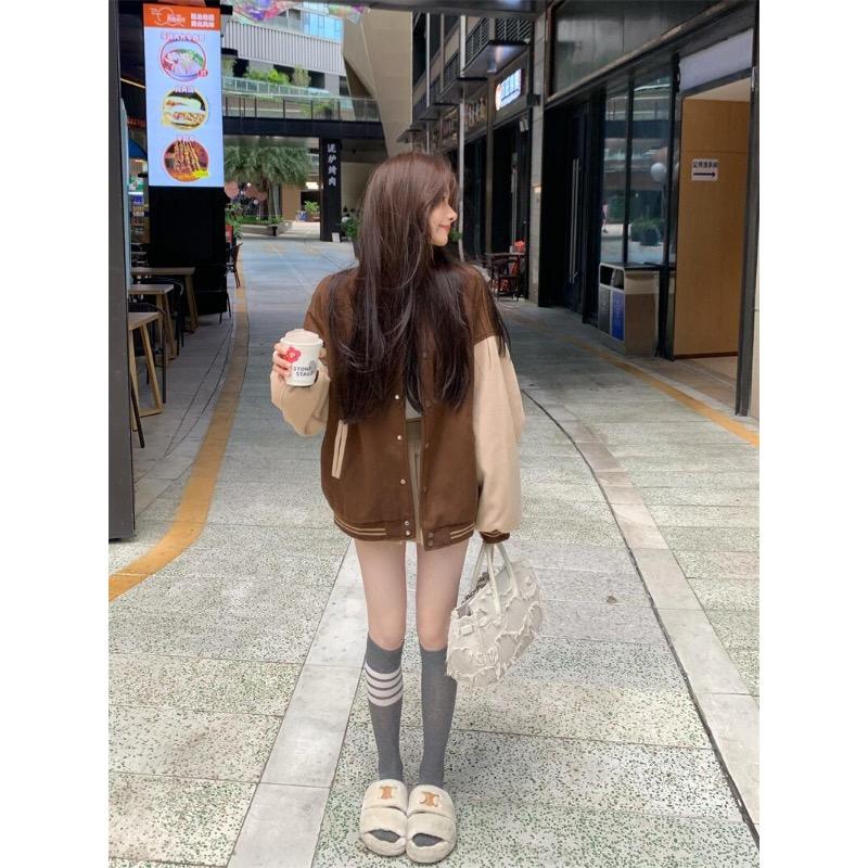 Veste de baseball pour femme, plumée et épaissie