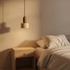 Pendant Lamp with Wooden Top Rustic Minimalism Stone Organic Lighting Fixture for