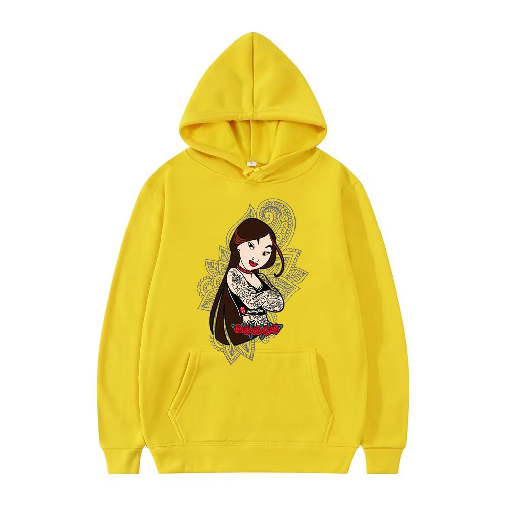 

Disney Princess Mulan Pattern Loose Men Толстовки Карманный Принт Одежда Мужские Толстовки Осень Зима Популярный Пуловер Лидер Распродажа XXXL жёлтый
