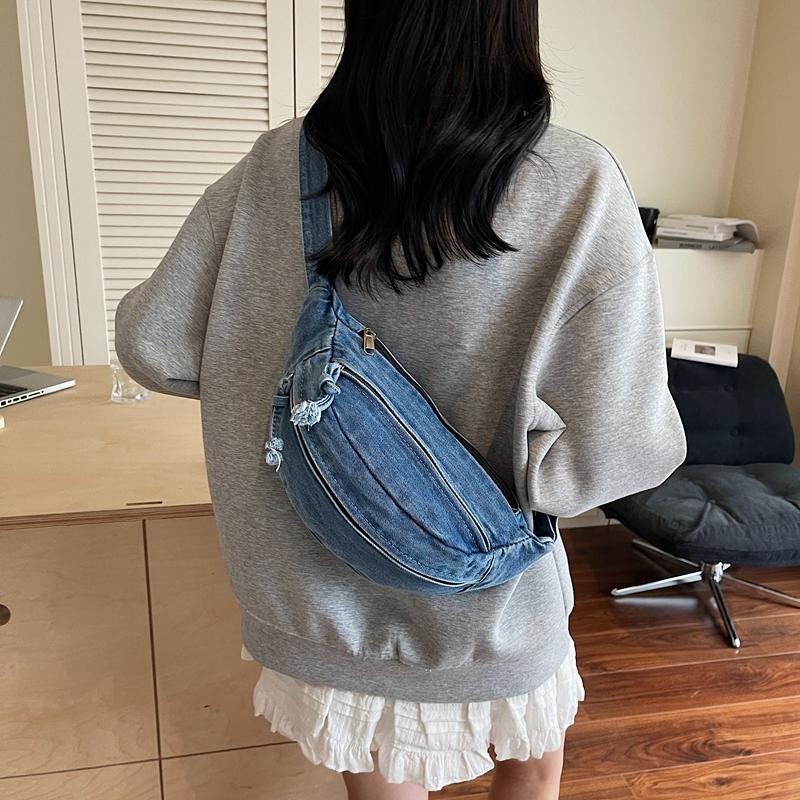Denim Chest Bag Women's Lightweight Commuter Shoulder Bag