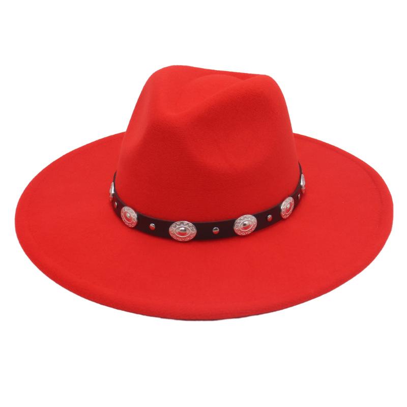 Plus Edge Felt Top Hat Jazz Hat Gentleman Ladies Wind Metal Sheet Hat