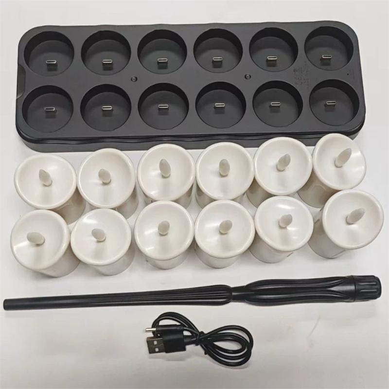 12pcs Rechargeable LED Candles with Remote Control LED Lamp Flameless Christmas Valentine Wedding Church Home Table Decoration