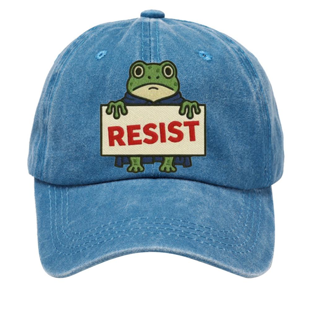 Men's Washed Cotton Baseball Cap With Printed Distressed Soft Top Denim Hat, Vintage Hat