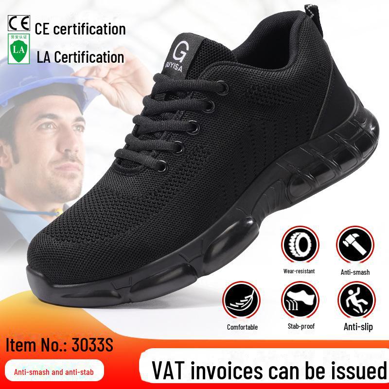 Men's Lightweight Steel Toe Safety Shoes - Anti-Smash & Anti-Puncture Flying Woven Design