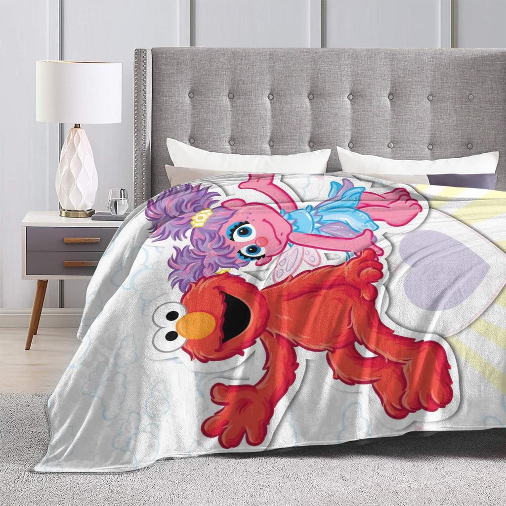 Sesame Street Cartoon Fleece Throw Blanket Elmo Abby Blankets for Home Office Warm Bedding Throws
