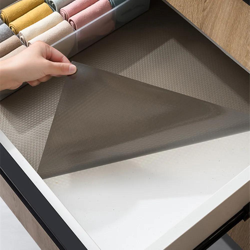 1pc 5m/196.85in Drawer Liners Washable Dustproof and Non-slip Placemats Kitchen Cabinet Mats Refrigerator Non-slip Liners