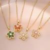 Crystal Zircon Pendant Necklace Shiny Petal Gold Necklace Rotatable Flowers Choker  Date Night