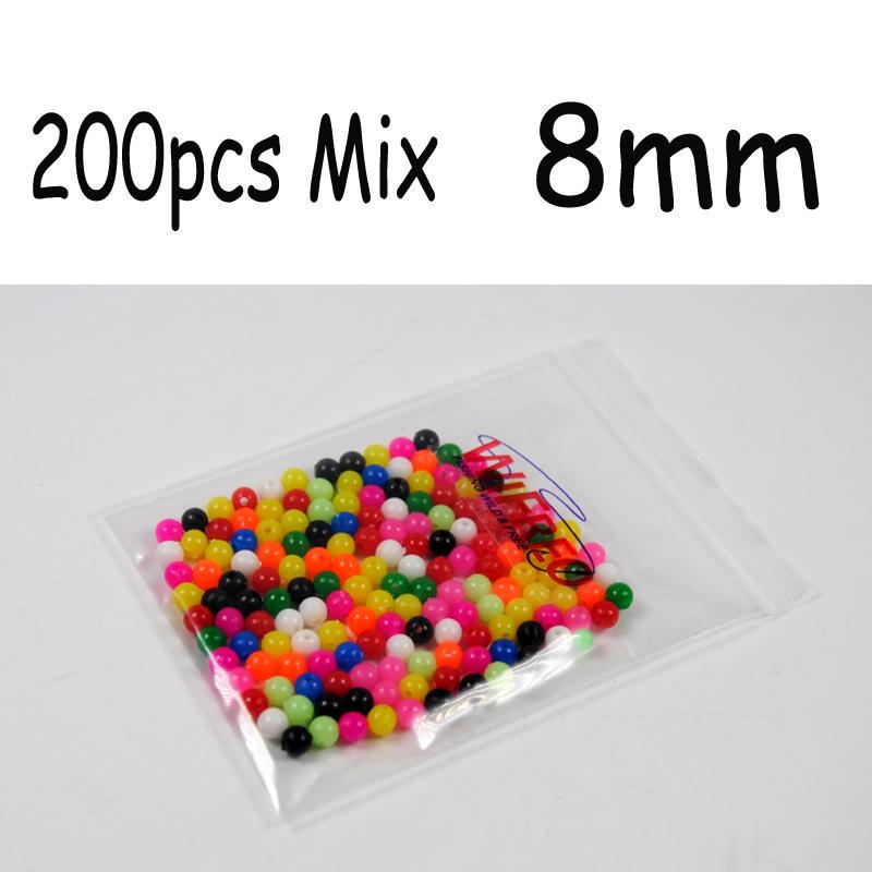 Wifreo 200PCS Multiple Color Mixed Fishing Rigging Plastic Beads Stops for Lure Spinners Sabiki DIY 4mm 5mm 6mm 8mm