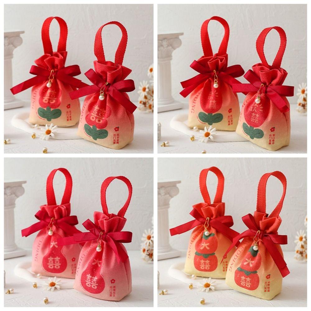 

Сумочка с лентой-тюльпаном и бантом, жемчужная подвеска, холст, цветок, сумка на запястье, свадебная сумка для конфет, свадьба